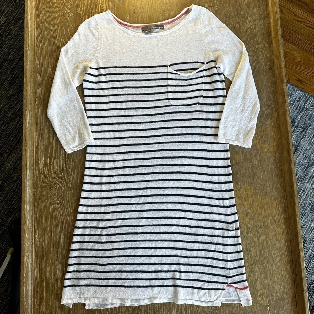 NEW Knit 360 sweater Dress Lightweight midi beachwear striped front pocket dress
